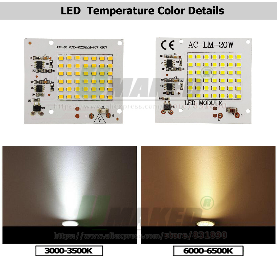 AC220V LED PCB 10W 20W 30W 50W - Flood Tray Table avis et prix
